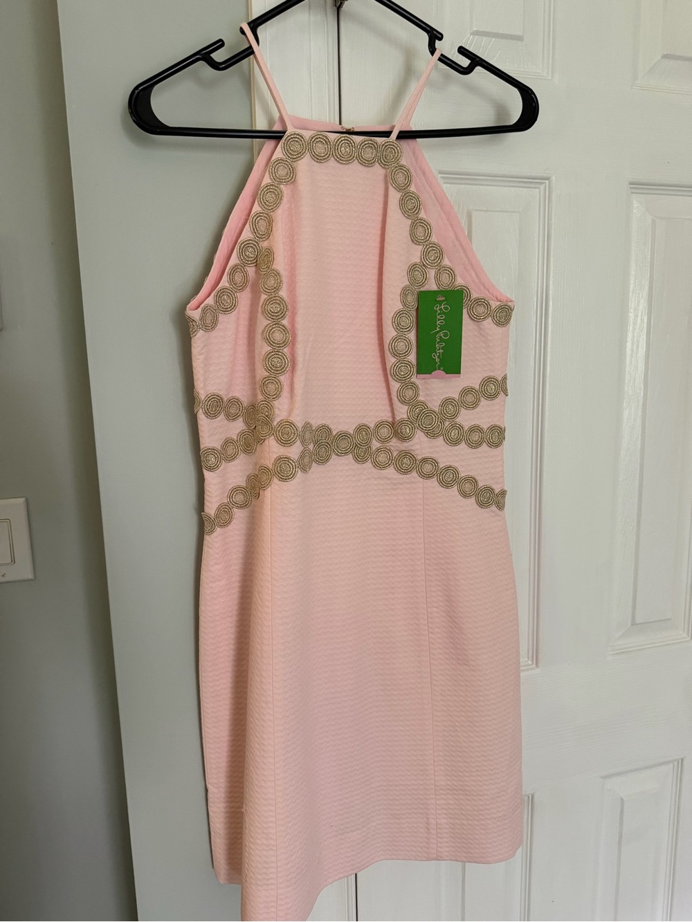 Lilly Pulitzer Pink Dress with Gold Circular Trim